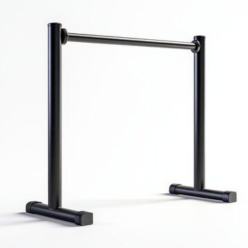 Black metal frame with realistic photo parallel bars isolated on white background for design and display purposes