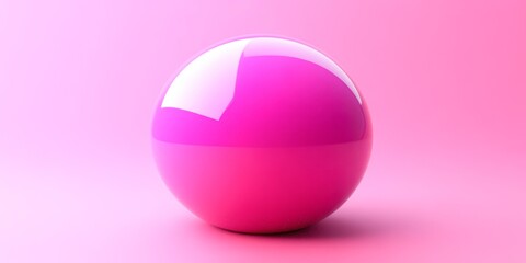 Obraz premium A glossy pink sphere on a soft pink background, creating a vibrant and contemporary feel, Ideal for use in modern design projects, digital art, or product presentations,