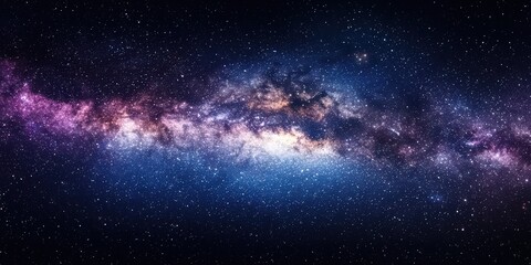 Fototapeta premium A stunning view of the galaxy showcasing vibrant colors and countless stars against a dark, cosmic background.