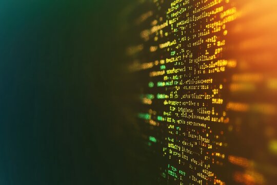 Digital data streaming through a futuristic interface during a technology showcase event. Generative AI