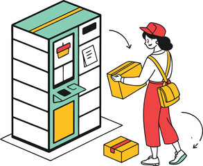 Woman Retrieving Package from Automated Parcel Locker