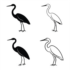 Stylized Egret Silhouette Vector Sharp & Professional Design.