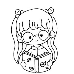 A lovely girl with actions  drawing Line