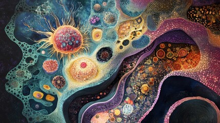 Cosmic Cells: Abstract Microscopic Art - Abstract art and design