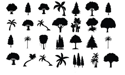 Set of plant and tree silhouette