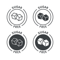 sugar free icon set, No sugar added label