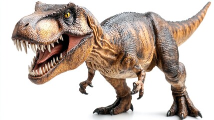 Fototapeta premium Close-up of a T-Rex figurine with sharp teeth, showcasing its fierce and prehistoric essence.