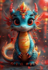 Cartoon Asian dragon symbol of the new year.