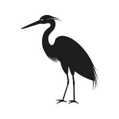 High-Quality Egret Bird Silhouette Vector Perfect for Logos.