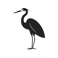 High-Quality Egret Bird Silhouette Vector Perfect for Logos.