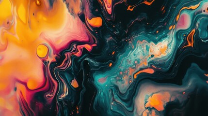 abstract fluid art painting in vibrant colors