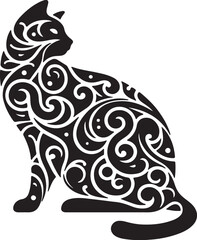 cat paattern dilhouette vector
