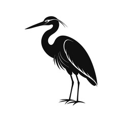 Obraz premium Egret Bird Silhouette Vector Icon Clean White Background.