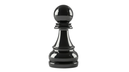 Black pawn standing on transparent background representing strategy and power