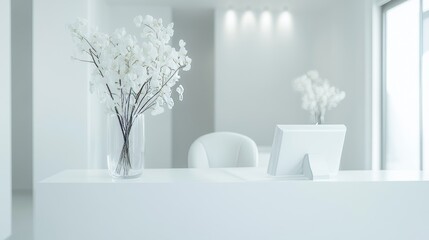 Fototapeta premium white flowers in the window
