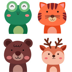 cute animals character illustration set