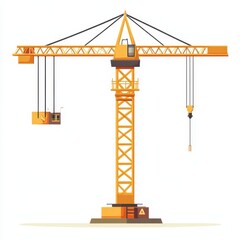 Vector camera crane flat design icon with a crane on top isolated on white background for graphic design