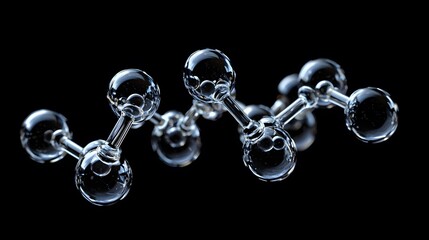 Group of colorful spheres arranged on black background with molecular structure design