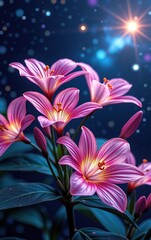 A stunning close-up of vibrant, glowing flowers in full bloom, illuminated with soft golden light.