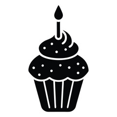 cupcake icon with candle and sprinkles