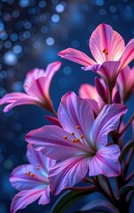 A stunning close-up of vibrant, glowing flowers in full bloom, illuminated with soft golden light.