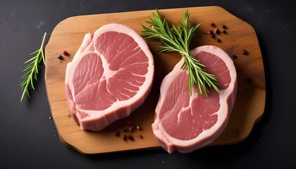 raw pork steak isolated on white background
