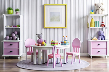 Playroom pastel furniture kids toys learning