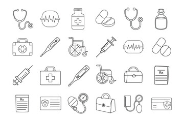 full editable line art design of healthcare icon 
