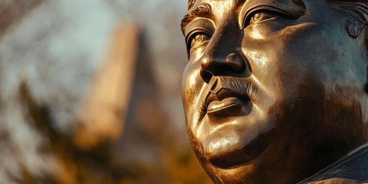Imposing bronze statue of kim il sung, founder of north korea, stands as symbol of power