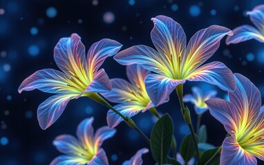 A stunning close-up of vibrant, glowing flowers in full bloom, illuminated with soft golden light.