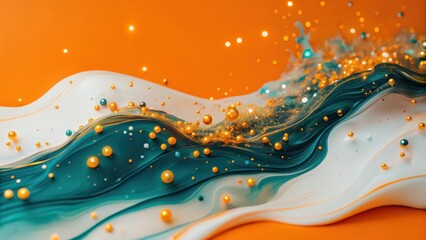 Abstract Liquid Wave with Gold Particles