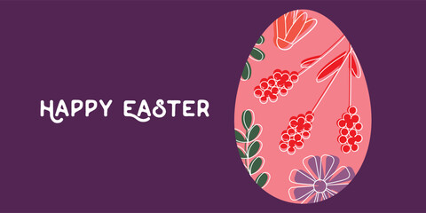 Easter Greeting Card with Floral Decorative Egg and Seasonal Card Design