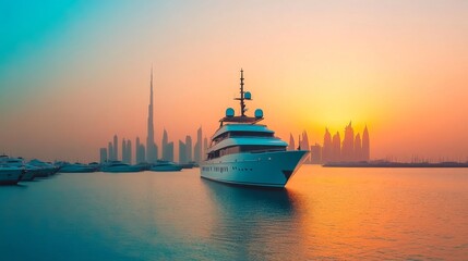 Fototapeta premium cruise ship at sunset