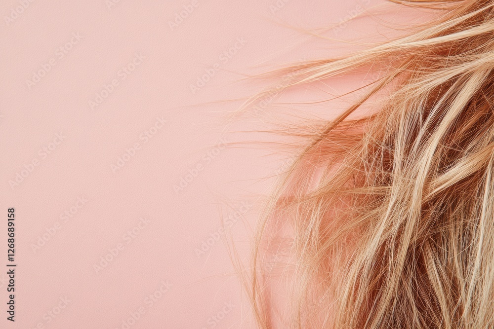 Poster frayed hair tips with split ends on a soft colored background allowing for text placement. generativ