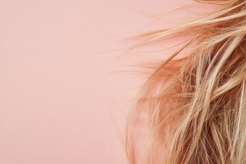 Frayed hair tips with split ends on a soft colored background allowing for text placement. Generative AI