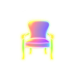 Fototapeta premium Chair holographic 3D icon. neon symbol vector illustration isolated on white background. Generative AI