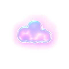 Obraz premium Cloud holographic 3D icon. neon symbol vector illustration isolated on white background. Generative AI