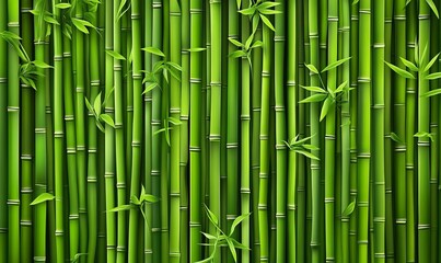 Fototapeta premium A vibrant green bamboo background with detailed textures, perfect for creating an elegant and exotic Asian-inspired setting for product photography. The bamboo stalks form the bamboo forest background