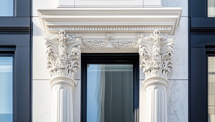 Architectural Detail: Elegant Corinthian Columns and Ornate Facade