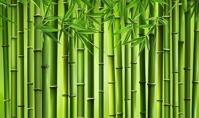 Obraz premium A vibrant green bamboo background with detailed textures, perfect for creating an elegant and exotic Asian-inspired setting for product photography. The bamboo stalks form the bamboo forest background