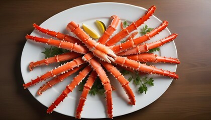 Red king crab legs on a plate