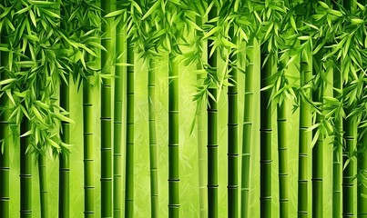 Obraz premium A vibrant green bamboo background with detailed textures, perfect for creating an elegant and exotic Asian-inspired setting for product photography. The bamboo stalks form the bamboo forest background