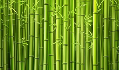 Fototapeta premium A vibrant green bamboo background with detailed textures, perfect for creating an elegant and exotic Asian-inspired setting for product photography. The bamboo stalks form the bamboo forest background