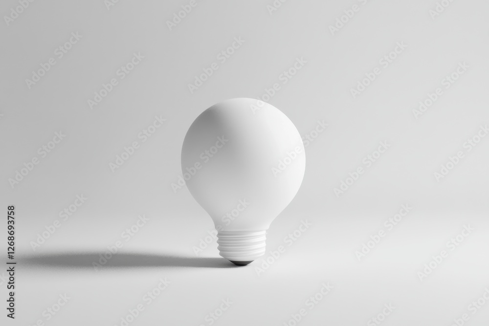 Poster White light bulb against a simple white background