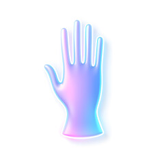 Obraz premium Glove holographic 3D icon. neon symbol vector illustration isolated on white background. Generative AI
