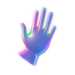 Obraz premium Glove holographic 3D icon. neon symbol vector illustration isolated on white background. Generative AI