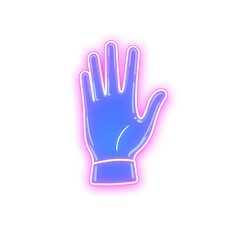 Obraz premium Glove holographic 3D icon. neon symbol vector illustration isolated on white background. Generative AI