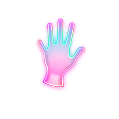Obraz premium Glove holographic 3D icon. neon symbol vector illustration isolated on white background. Generative AI