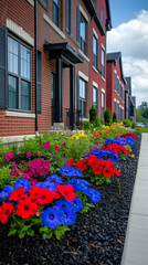 Vibrant Flowerbed Landscape Illustration