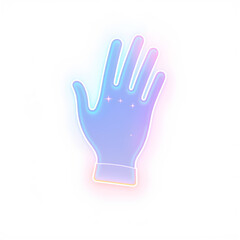 Obraz premium Glove holographic 3D icon. neon symbol vector illustration isolated on white background. Generative AI